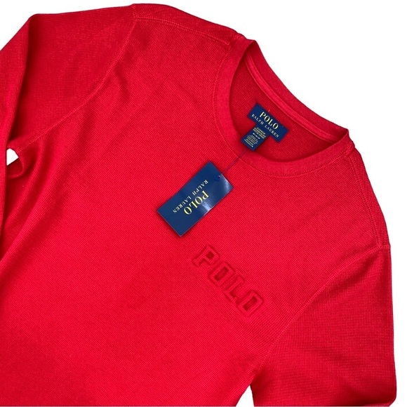 POLO Ralph Lauren Crewneck Waffle-Knit Sleep Shirt Red Size Medium NWT - Picture 4 of 14